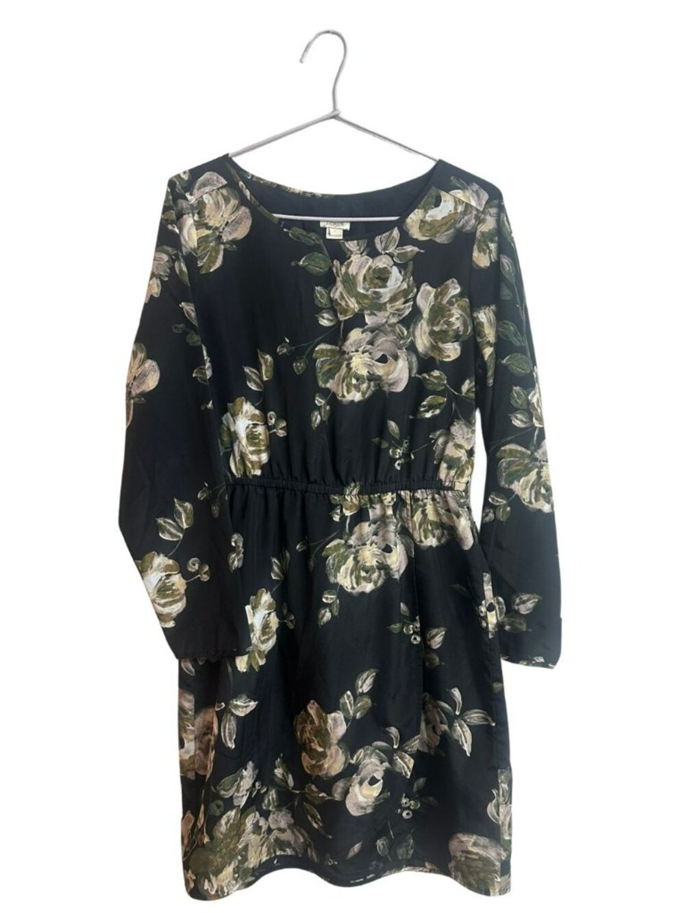 J.Crew Dark Floral Long Sleeve Tulip Hem Midi Dress Size 6